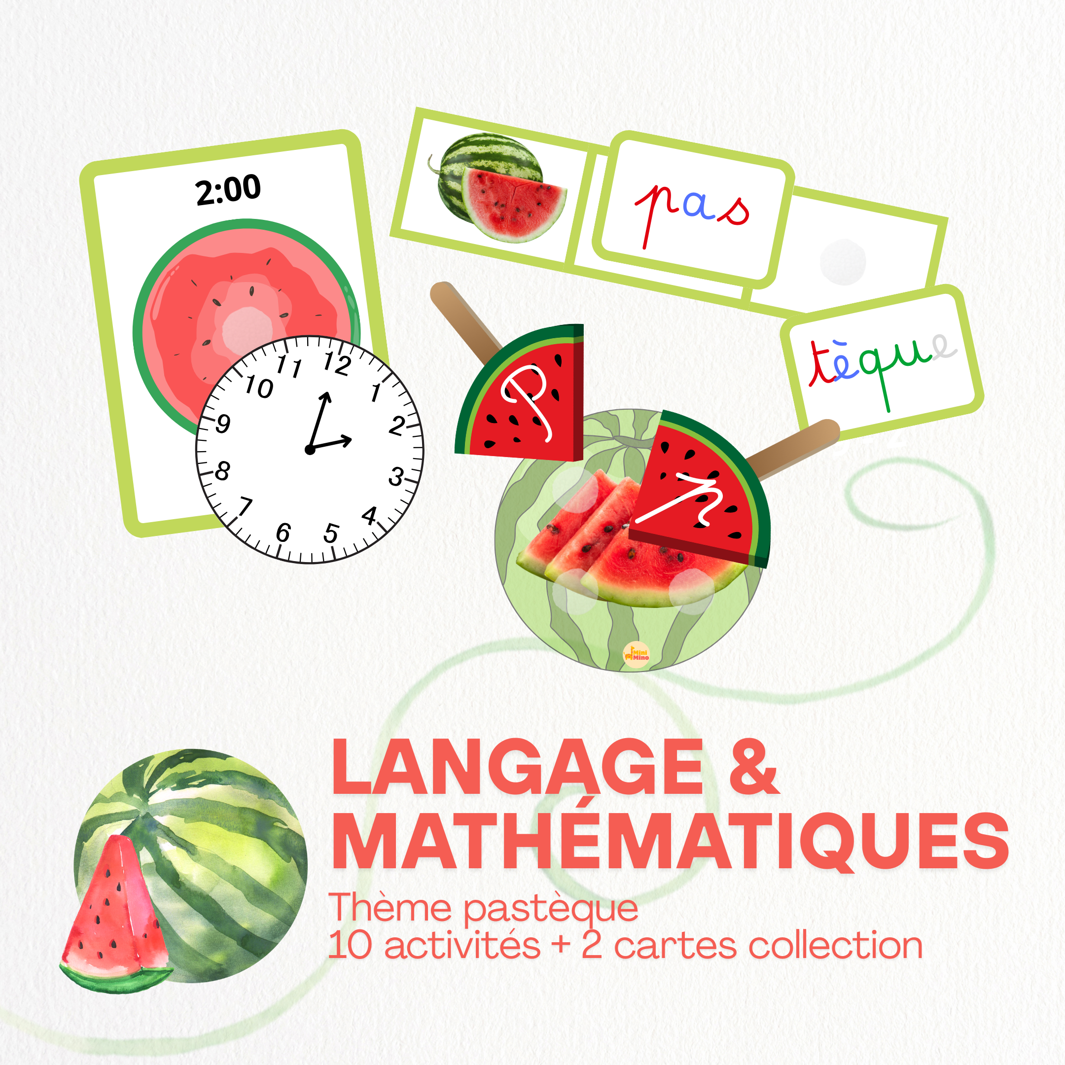 Langage et maths | Thème Pastèque 🍉 - 10 Activités