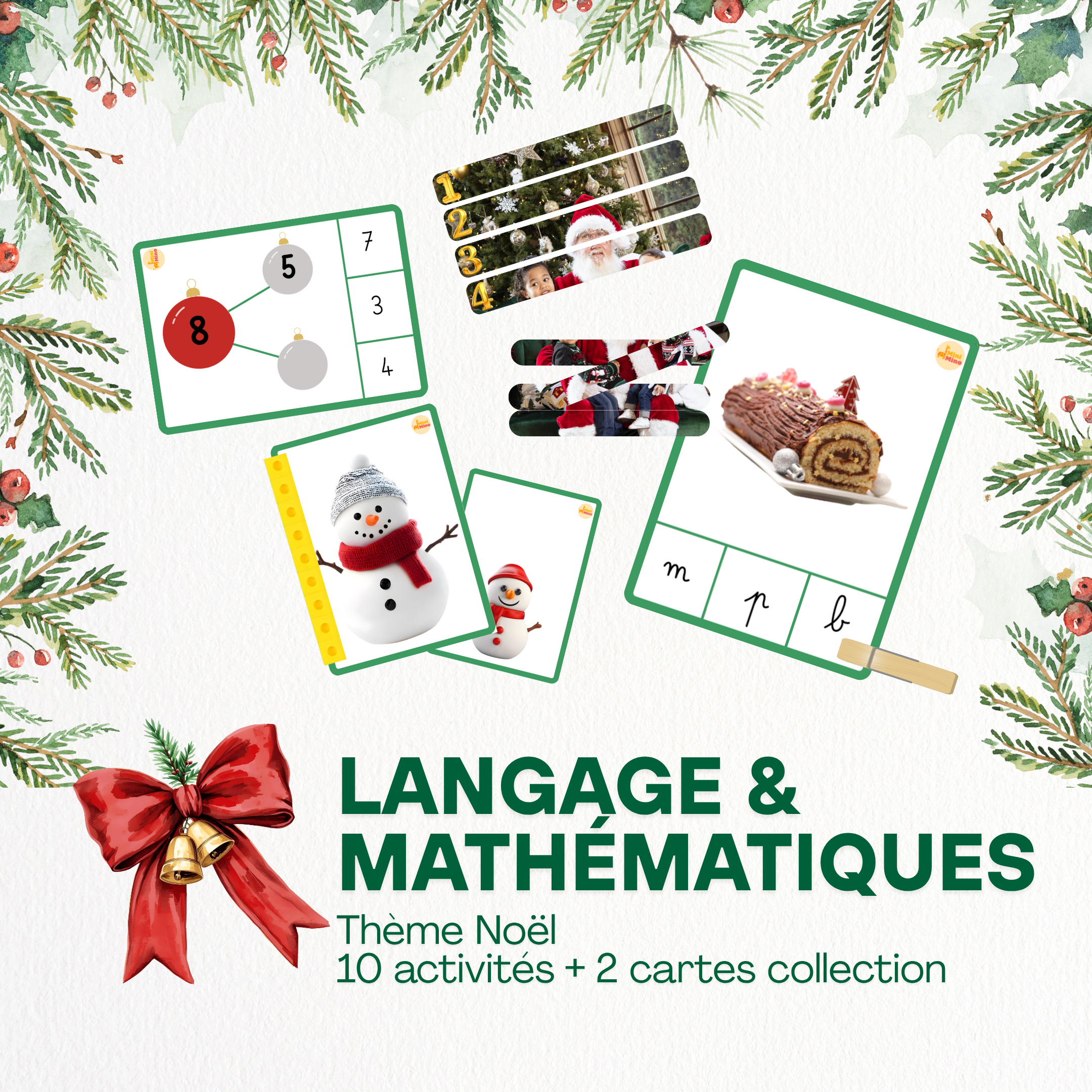 Langage et maths | Thème Noël 🎅🏻 - 10 Activités