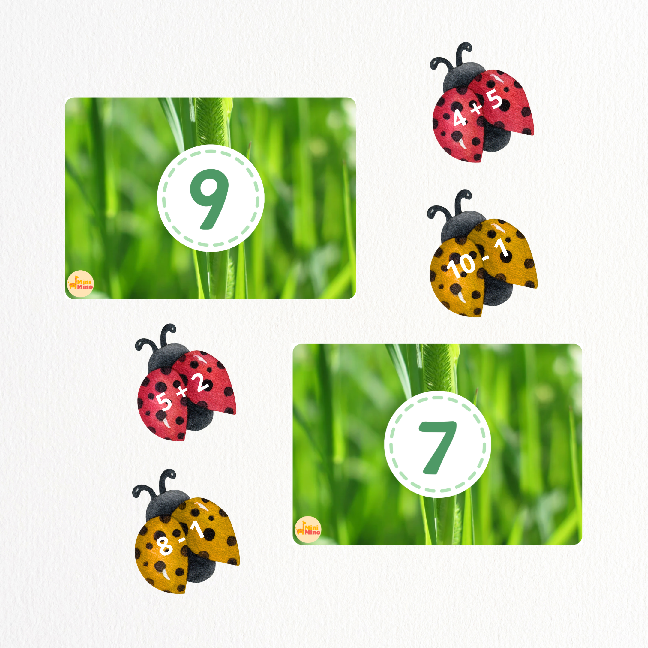 Additions et Soustractions (0-10) – Thème Coccinelle 🐞