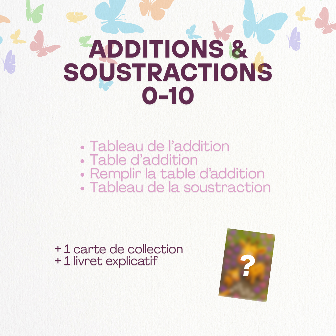 Additions et Soustractions (0-10) – Thème Papillon 🦋