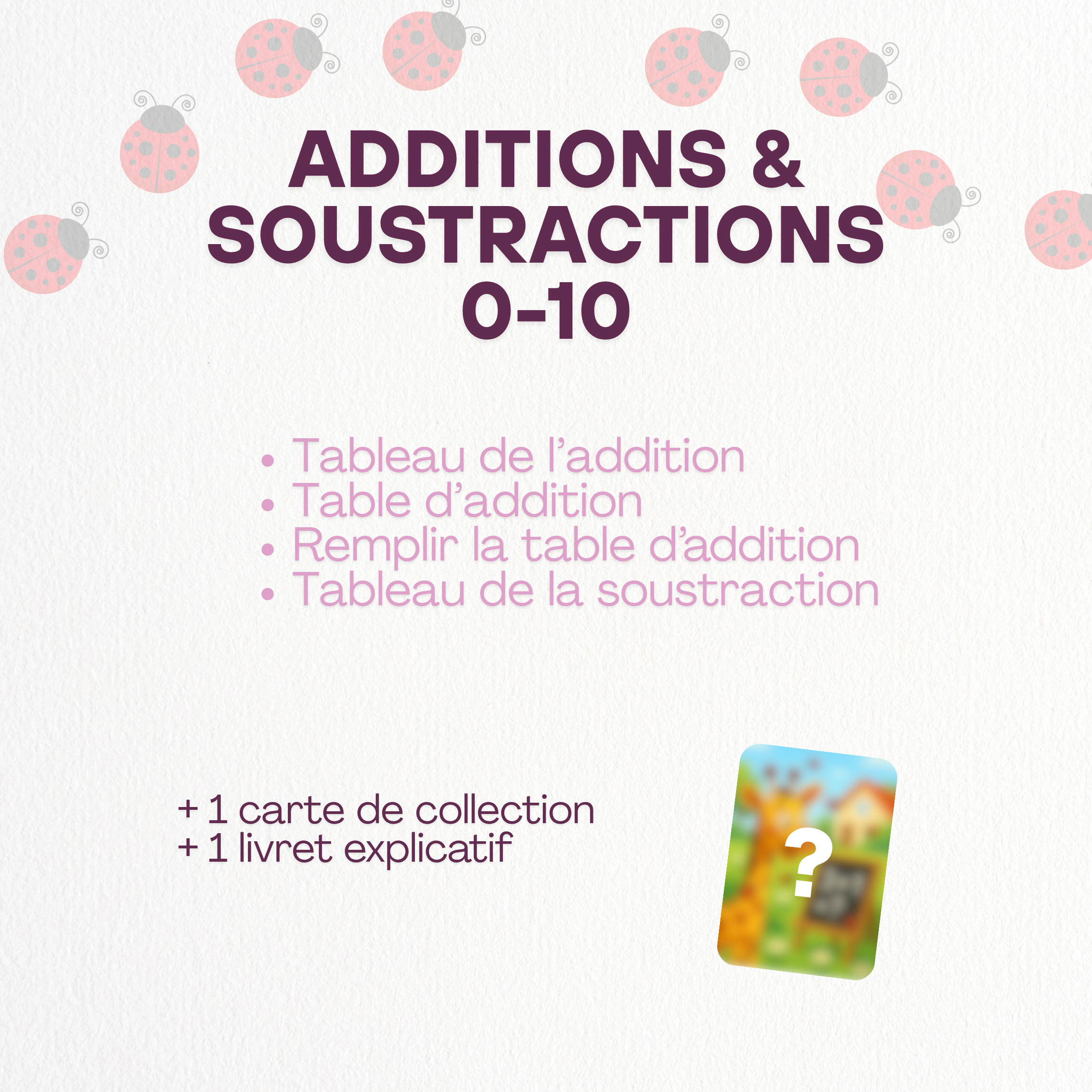 Additions et Soustractions (0-10) – Thème Coccinelle 🐞