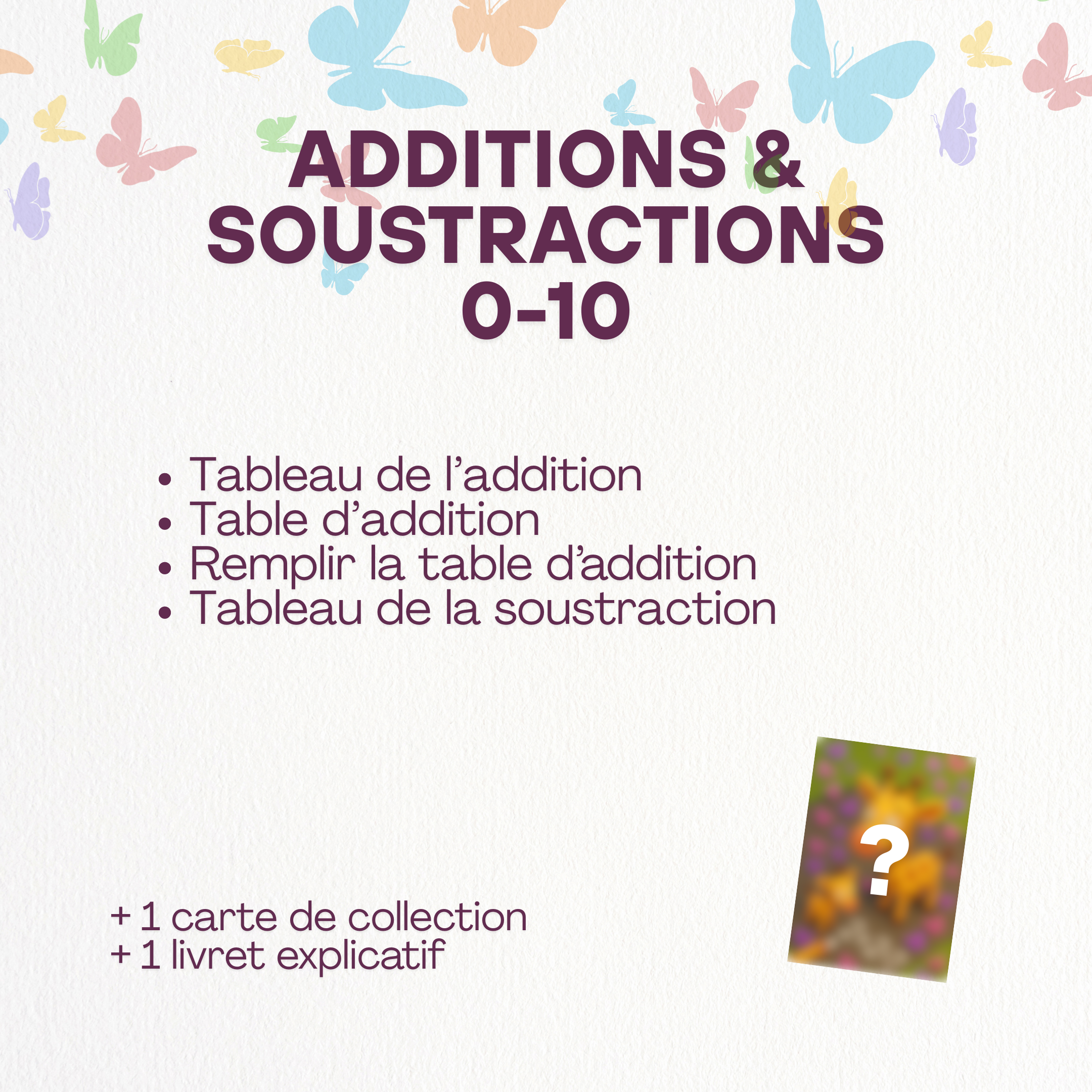 Additions et Soustractions (0-10) – Thème Papillon 🦋