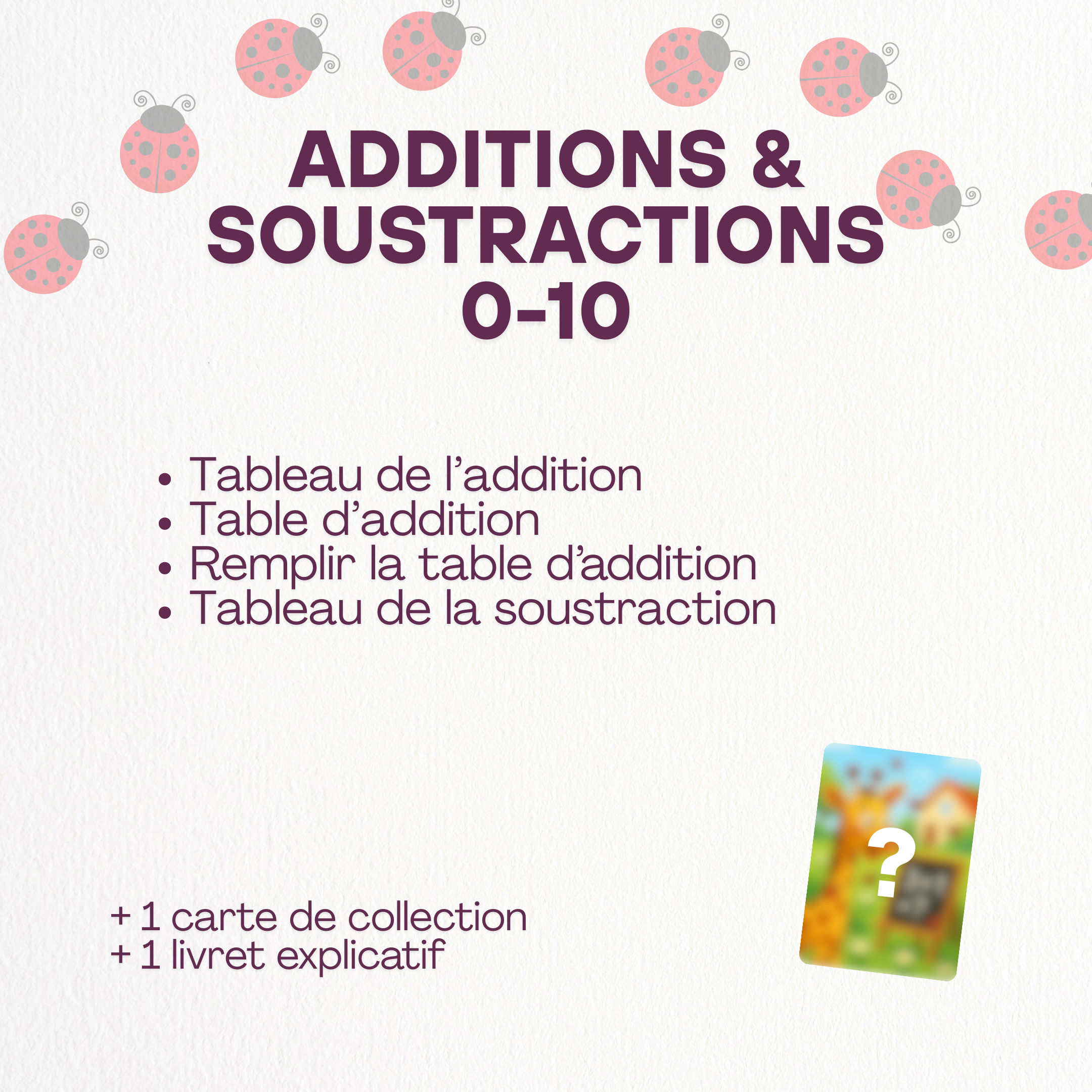 Additions et Soustractions (0-10) – Thème Coccinelle 🐞