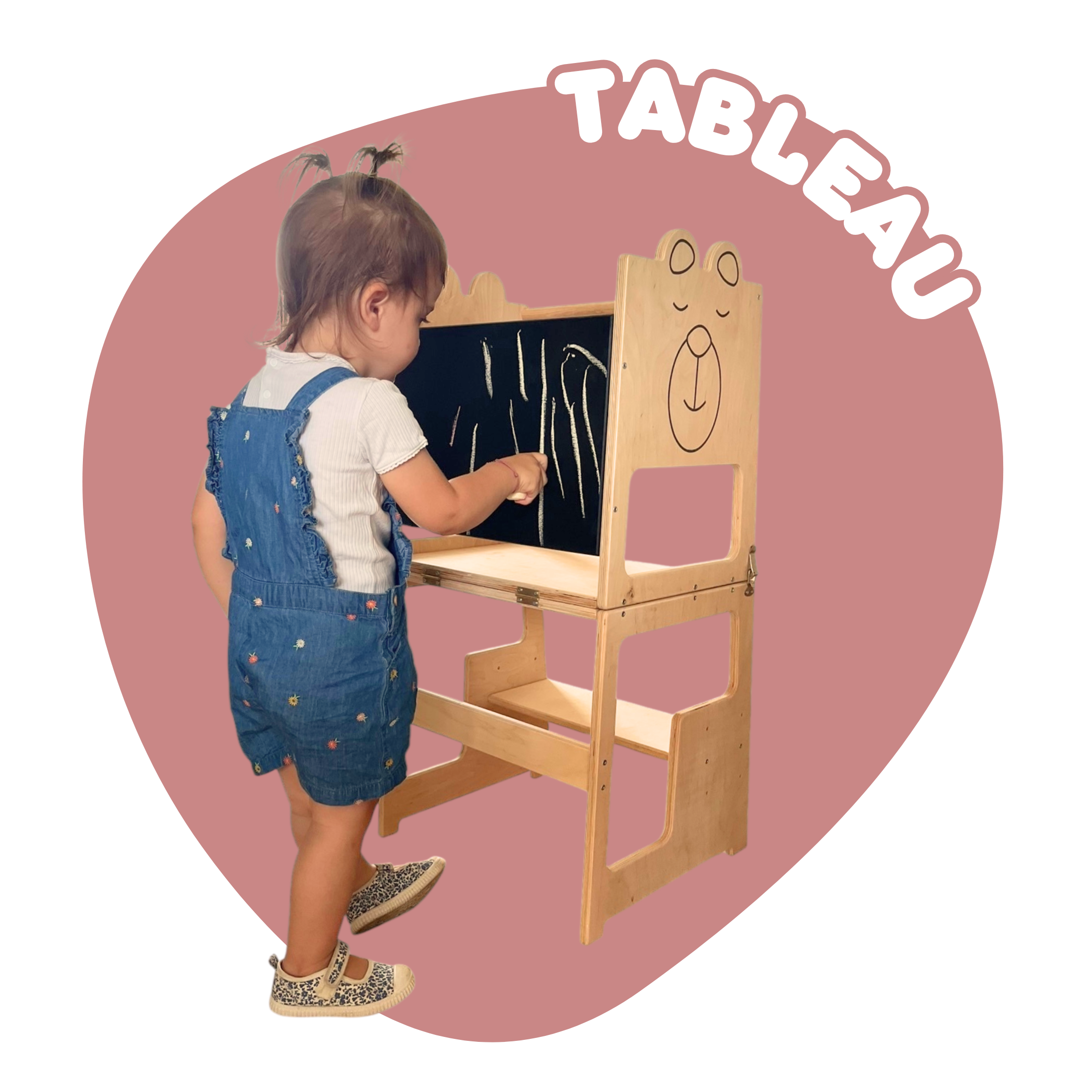 Meuble évolutif 3 en 1 – Tour d'observation, Bureau, Tableau Ardoise - 18 mois à 6 ans