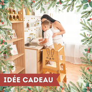 Tour d’observation Montessori évolutive 3-en-1 – Bureau & Tableau Ardoise