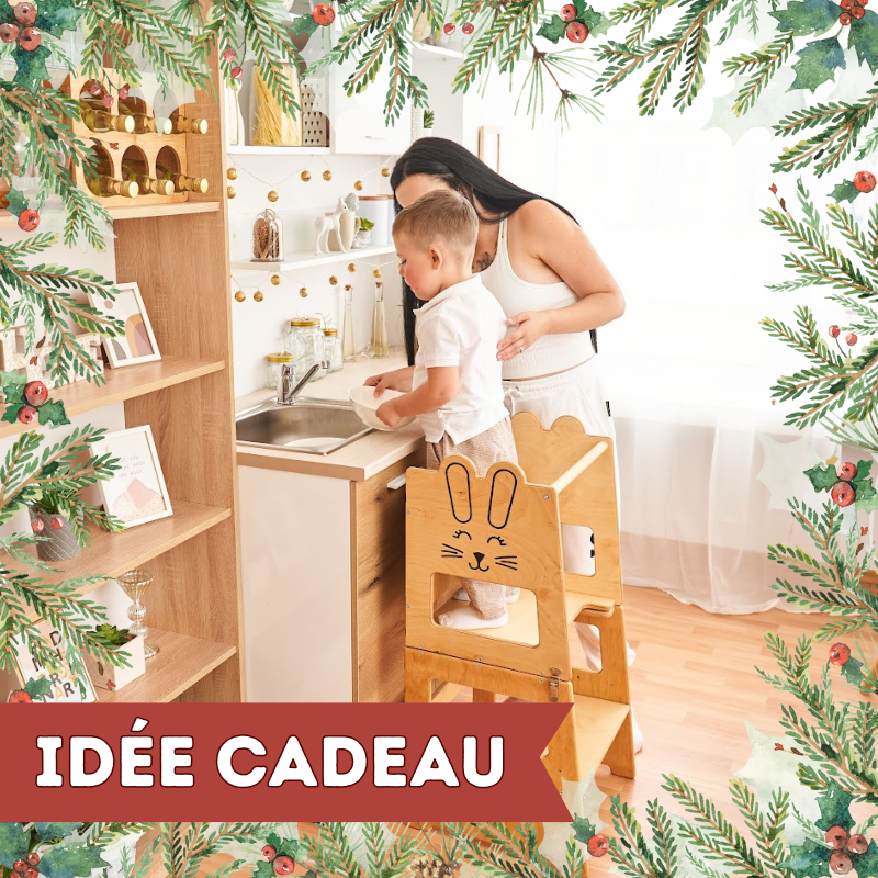 Tour d’observation Montessori évolutive 3-en-1 – Bureau & Tableau Ardoise